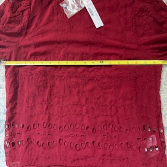 🧡 3/15 NWT J. Crew Balloon Long Sleeve Maroon Embroidered Blouse Women's XS - Picture 9 of 15
